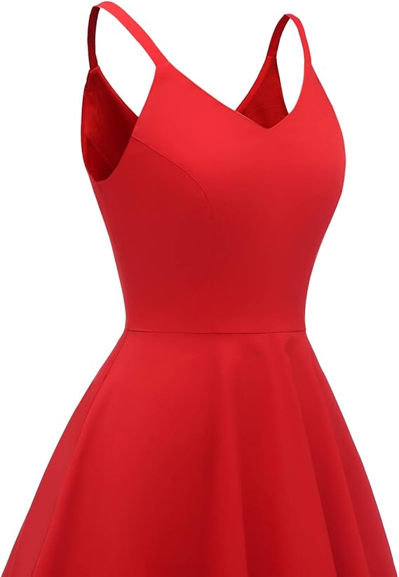 Women's 1950s Retro Vintage Spaghetti Strap Cocktail Swing Dresses with Pockets