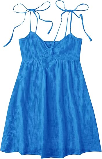 Women's Tie Shoulder Cami Dress Spaghetti Strap Mini Summer Dresses