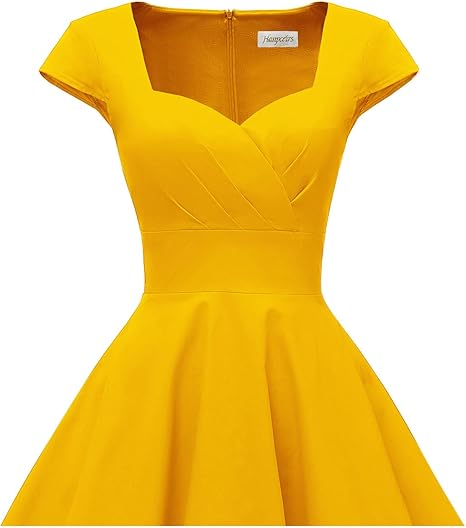 Women's Cap Sleeve 1950s Retro Vintage Cocktail Swing Dresses with Pocket