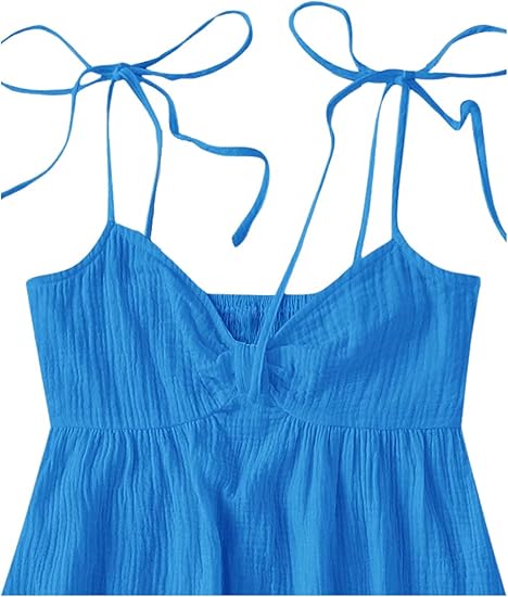 Women's Tie Shoulder Cami Dress Spaghetti Strap Mini Summer Dresses