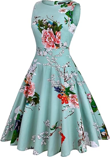 Women's Vintage Floral Spring Garden Rockabilly Swing Prom Party Cocktail Dress