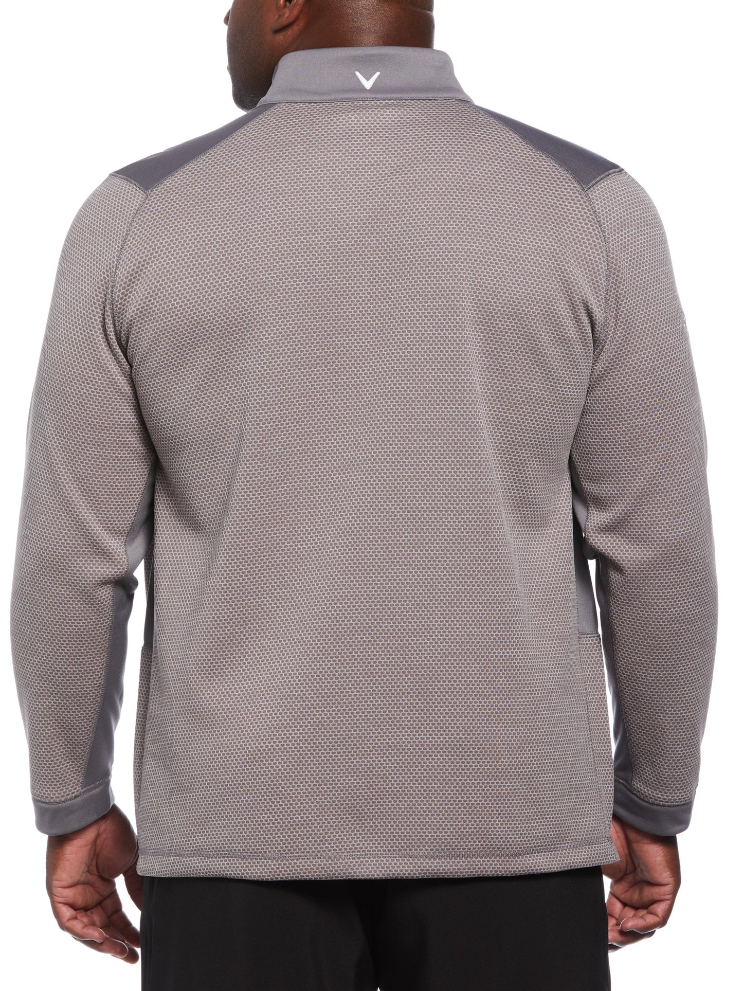 Big & Tall Eco Textured Hexagon Print Midweight Half Zip Golf Shirt