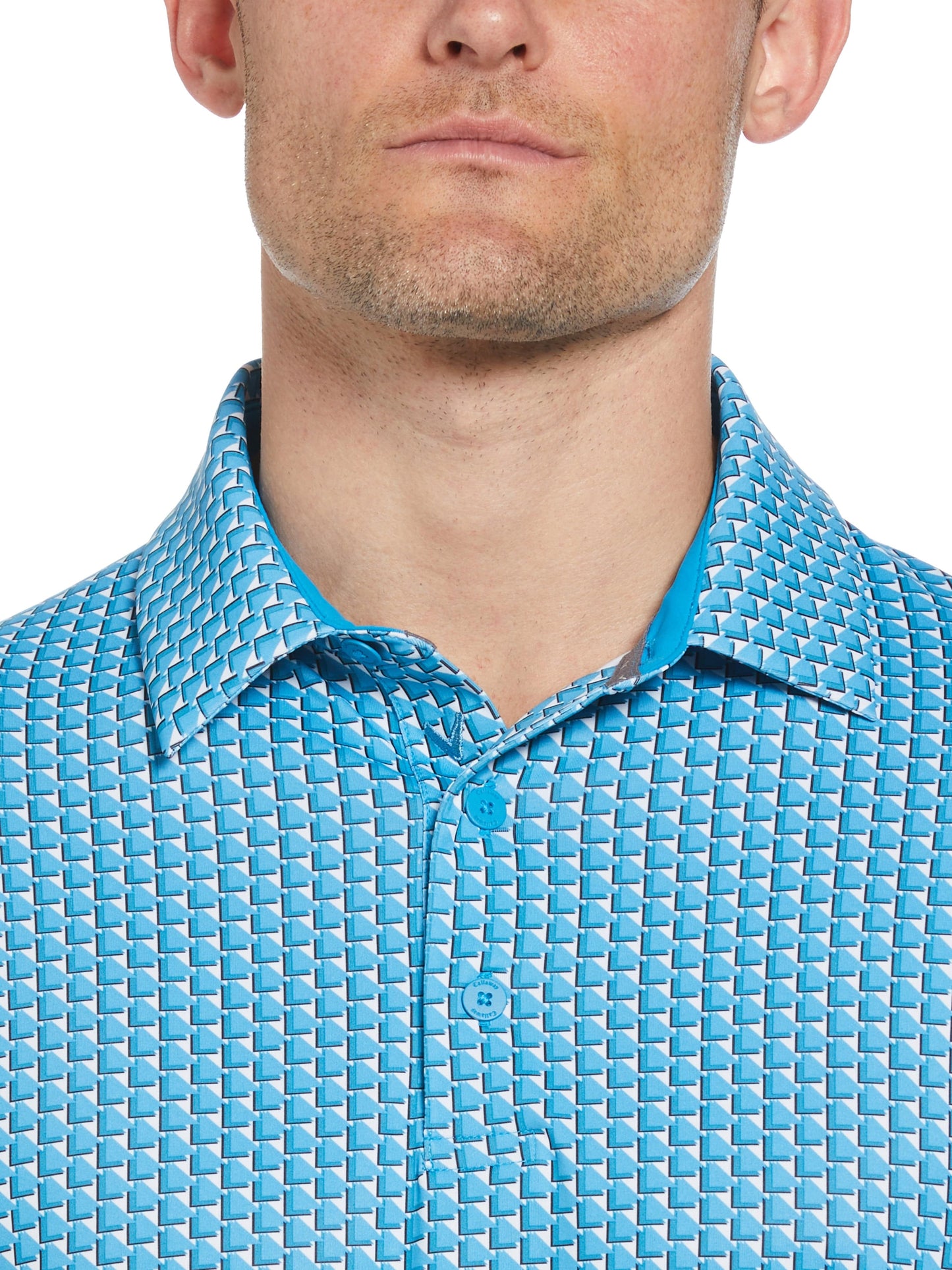 Mens Chevron Geo Print Golf Polo