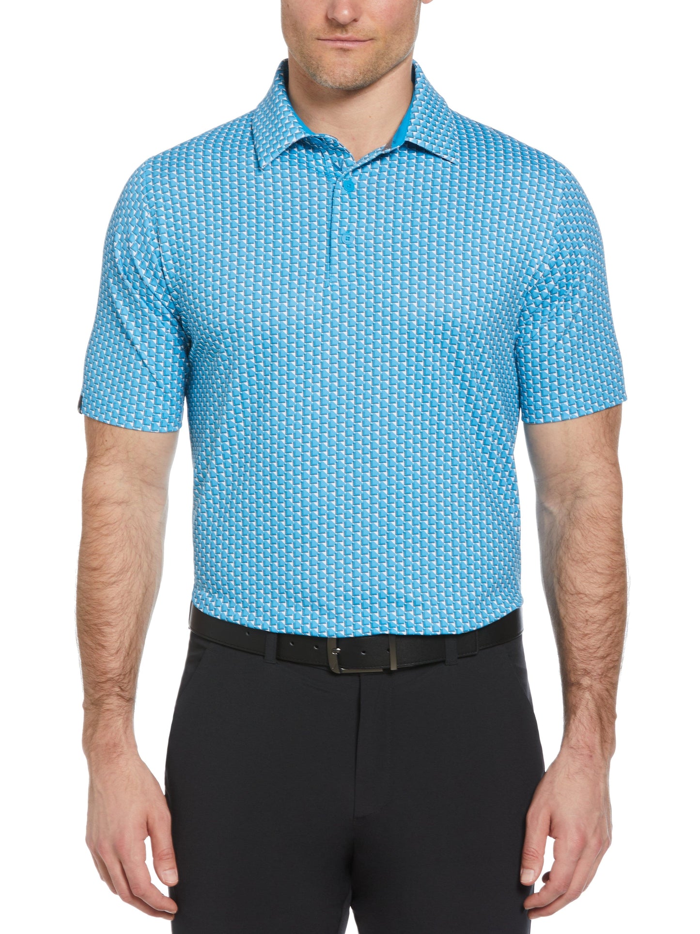 Mens Chevron Geo Print Golf Polo