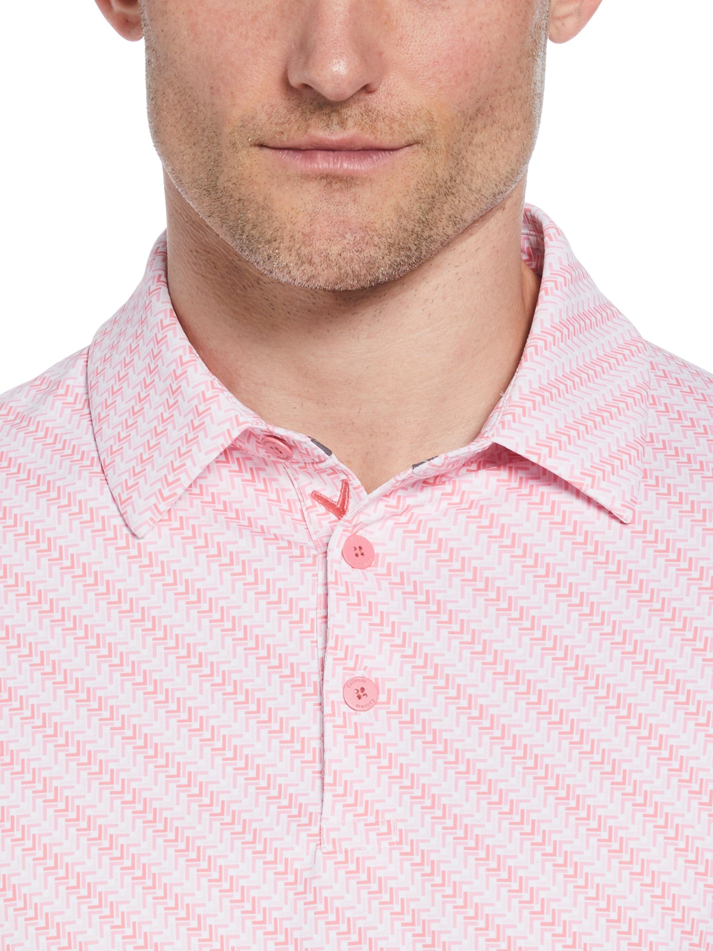 Mens Chevron Twill Print Polo