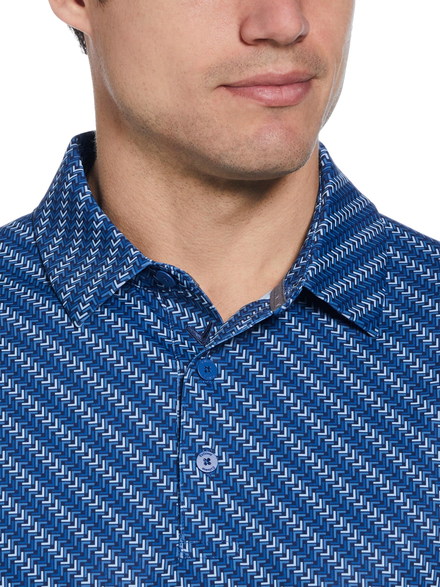 Mens Chevron Twill Print Polo