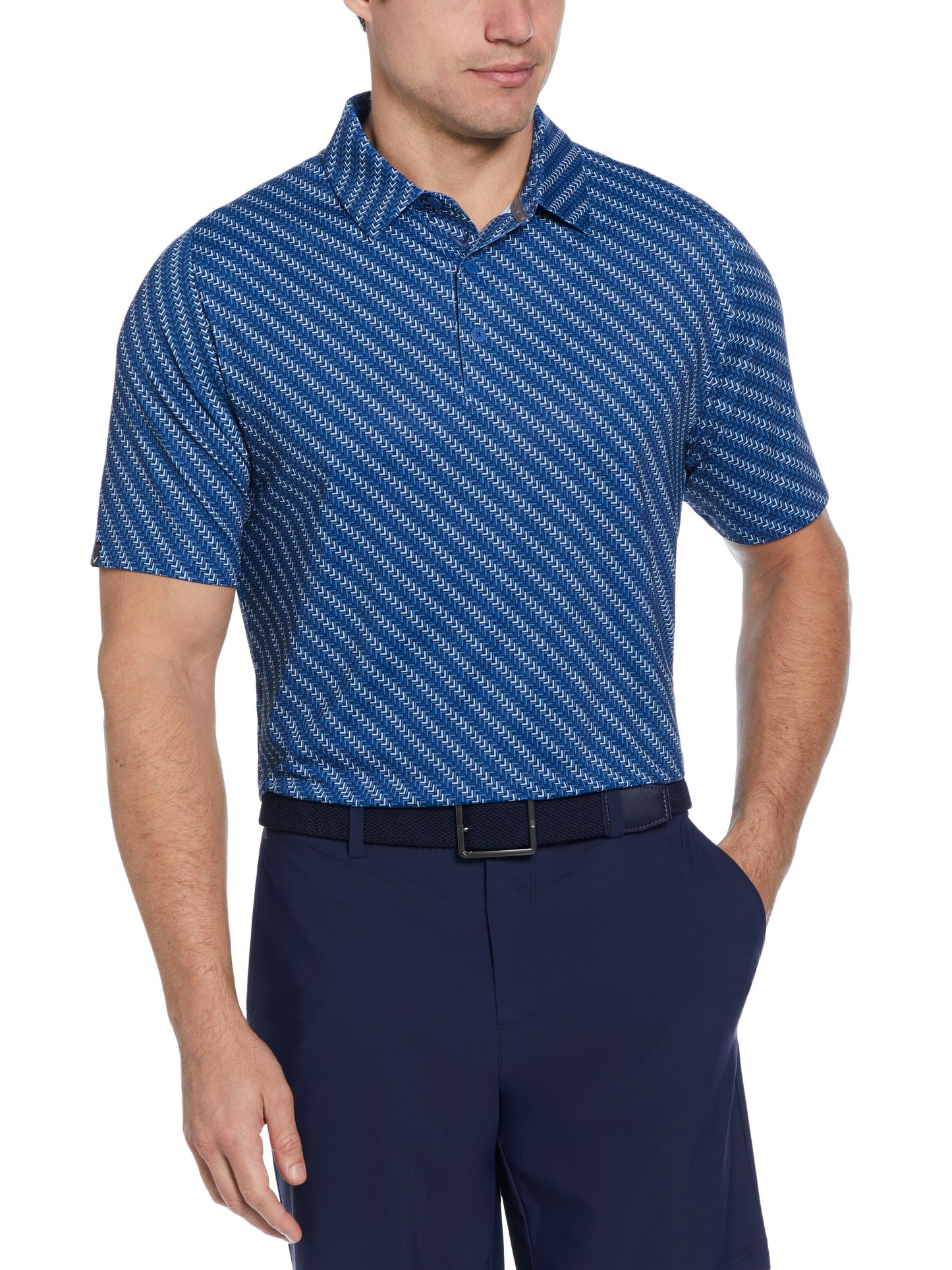 Mens Chevron Twill Print Polo