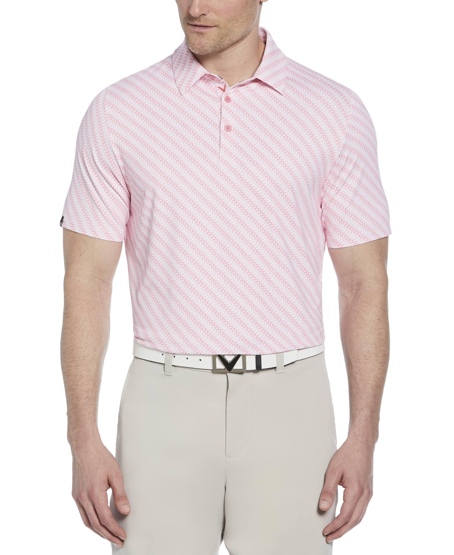 Mens Chevron Twill Print Polo