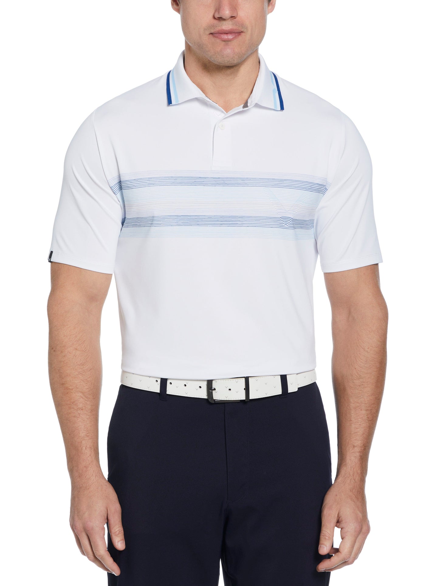 Mens Engineered Roadmap Chevron Print Polo