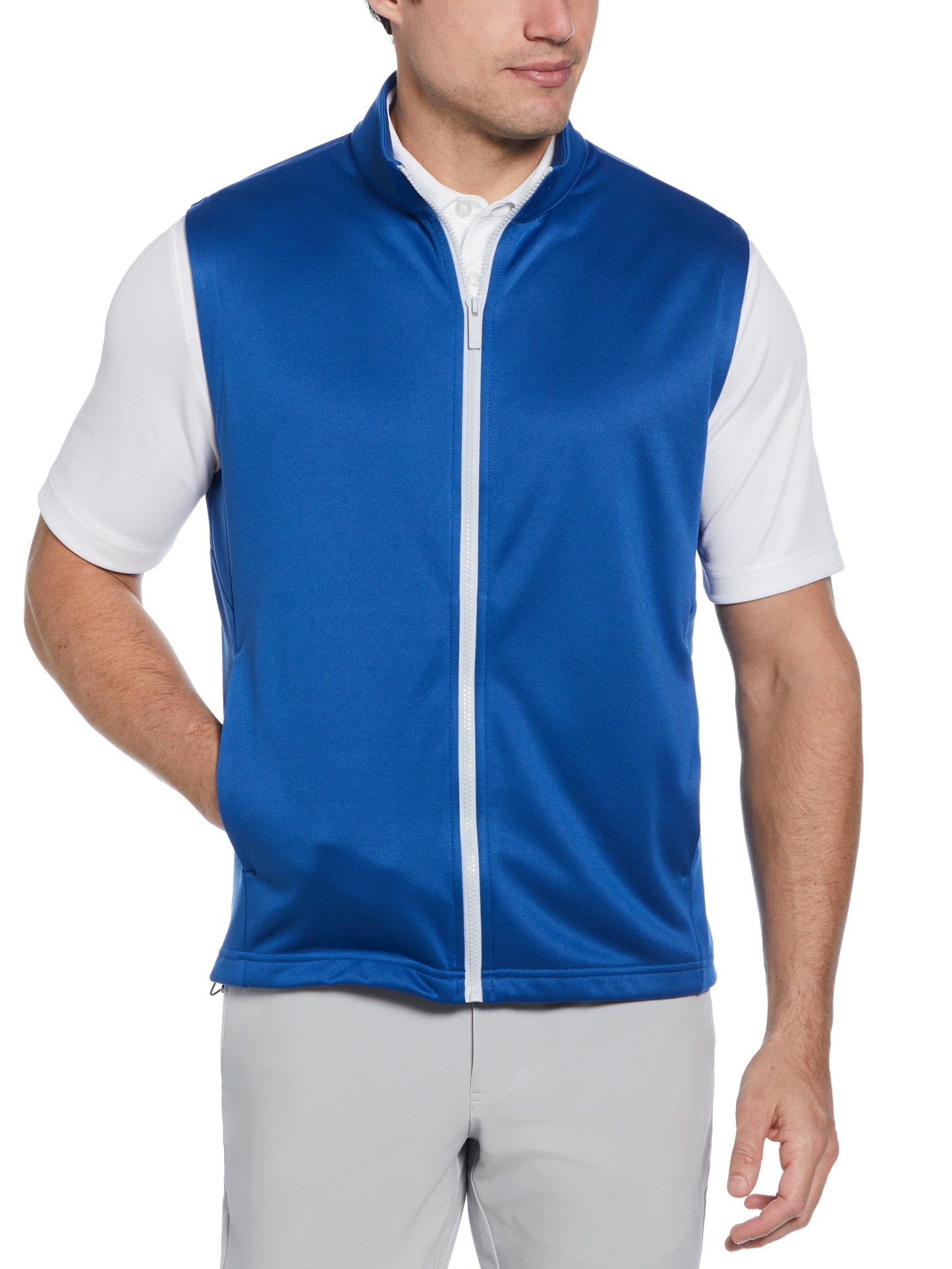 Mens Full Zip Chevron Back Golf Vest