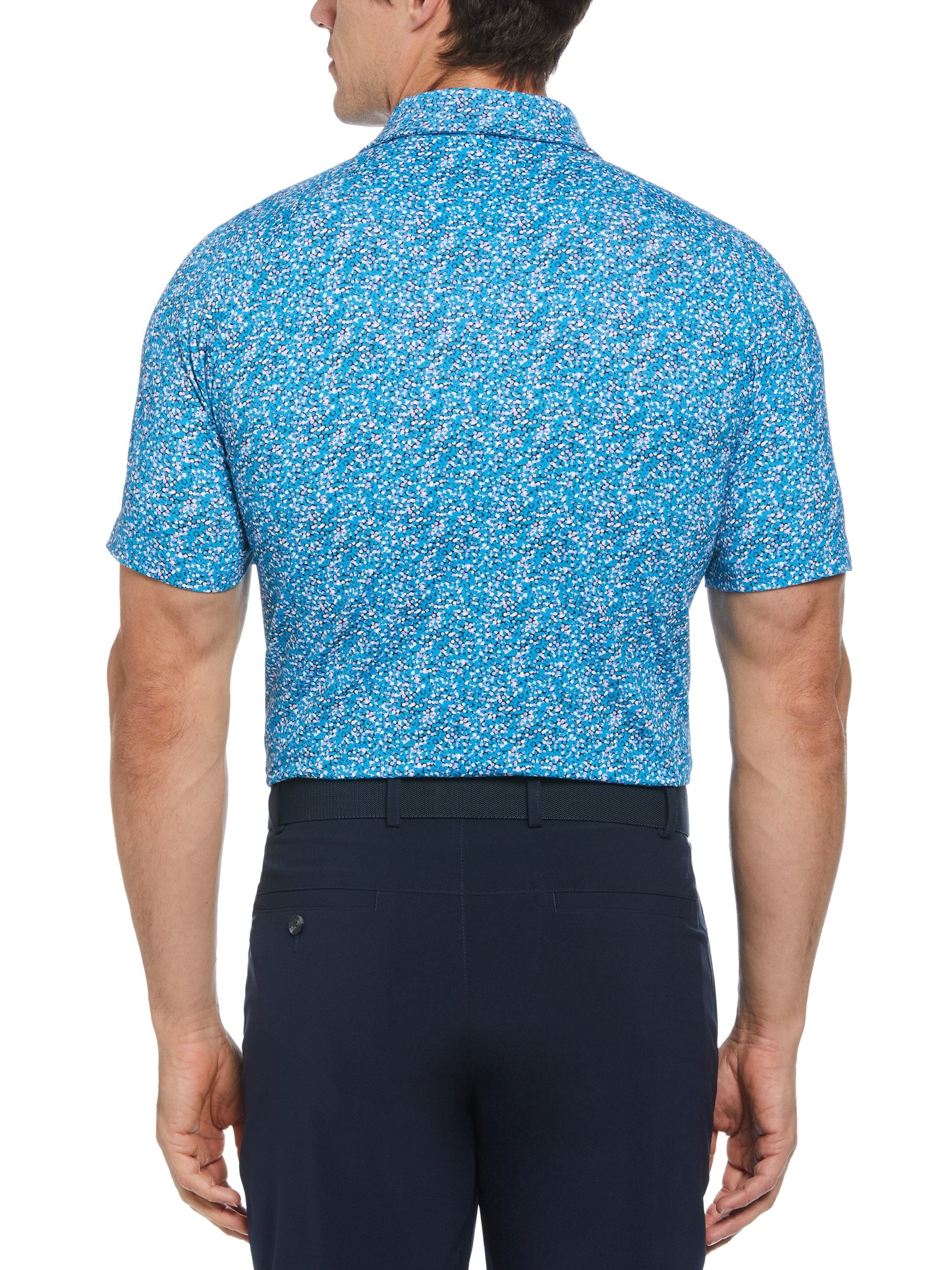 Mens Hexagon Confetti Print Golf Polo