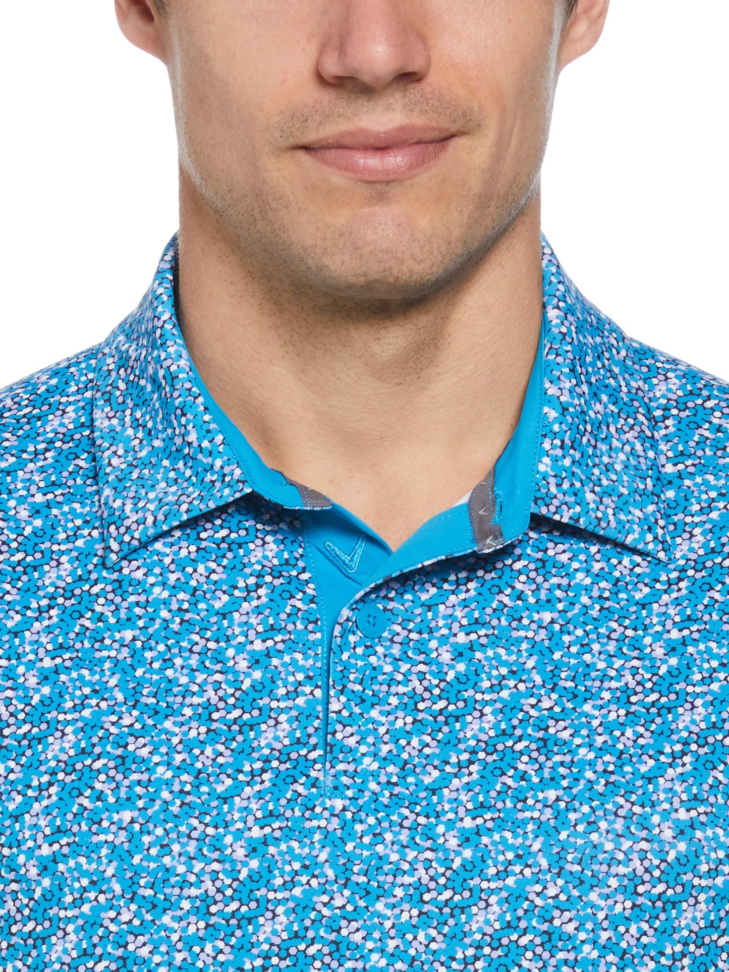 Mens Hexagon Confetti Print Golf Polo