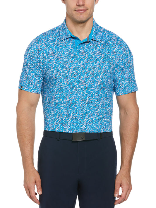 Mens Hexagon Confetti Print Golf Polo