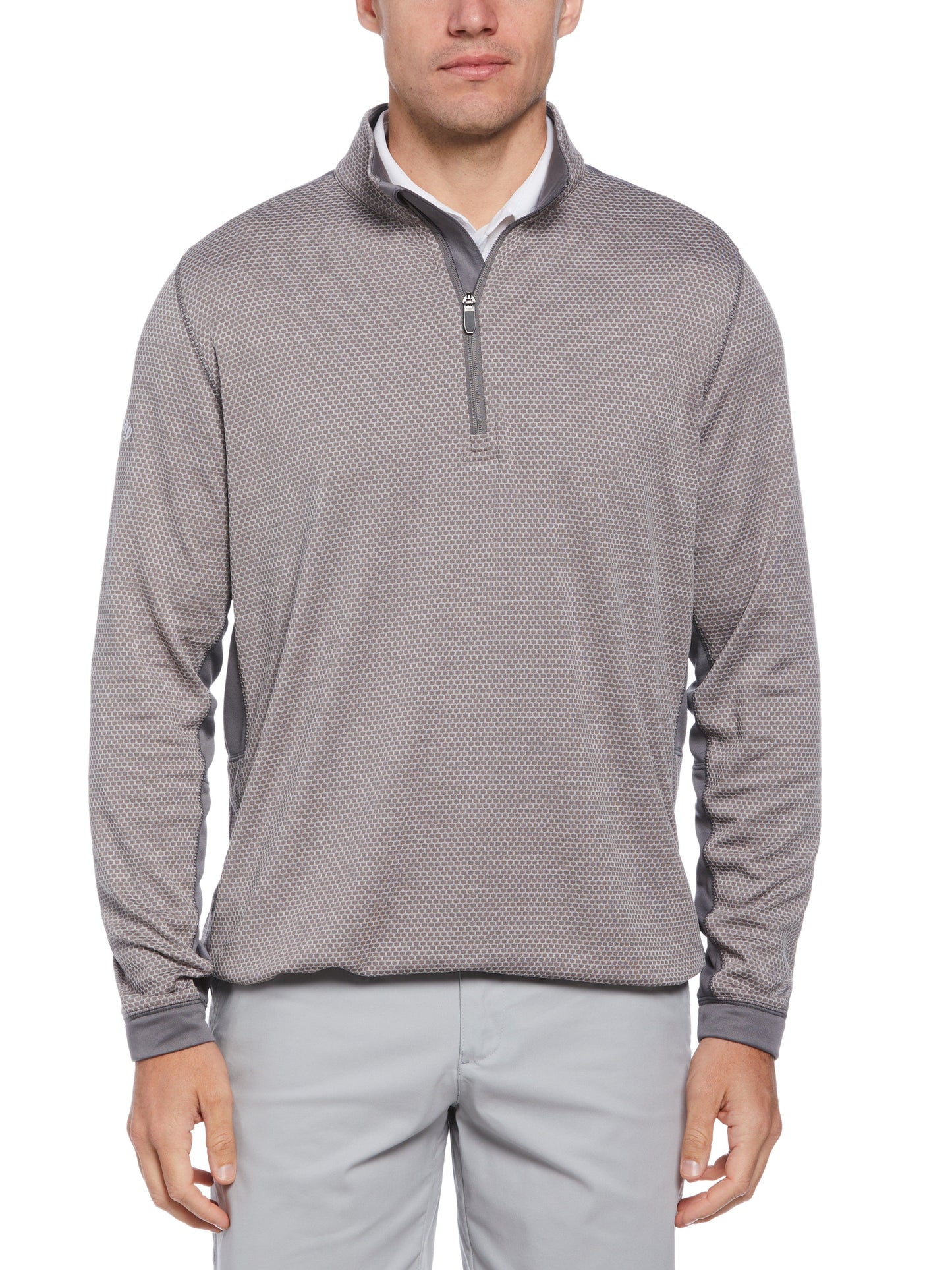 Mens Hexagon Textured 1/2 Zip Base Layer Golf Top