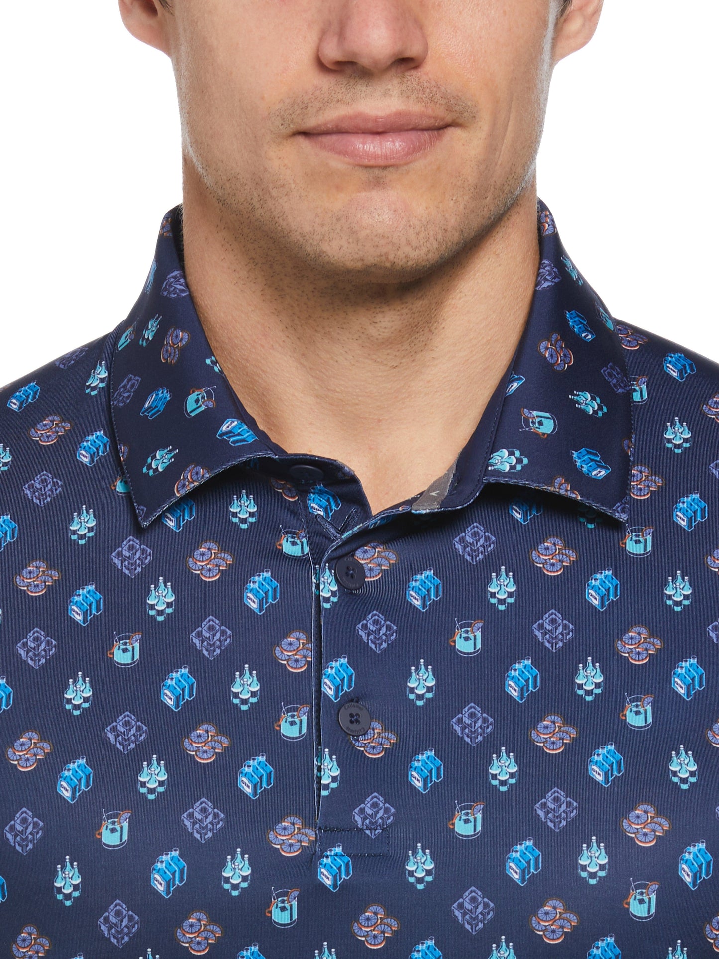 Mens Negroni Print Golf Polo