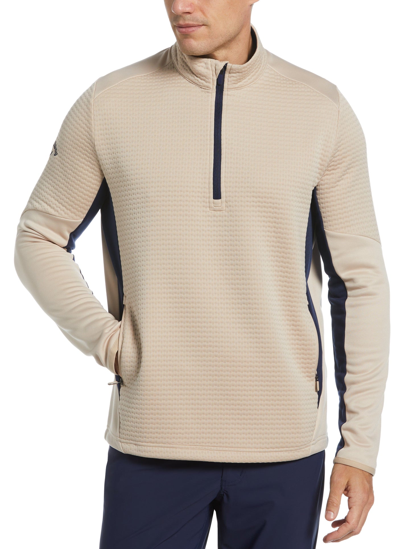 Mens Textured 1/4 Zip Golf Pullover