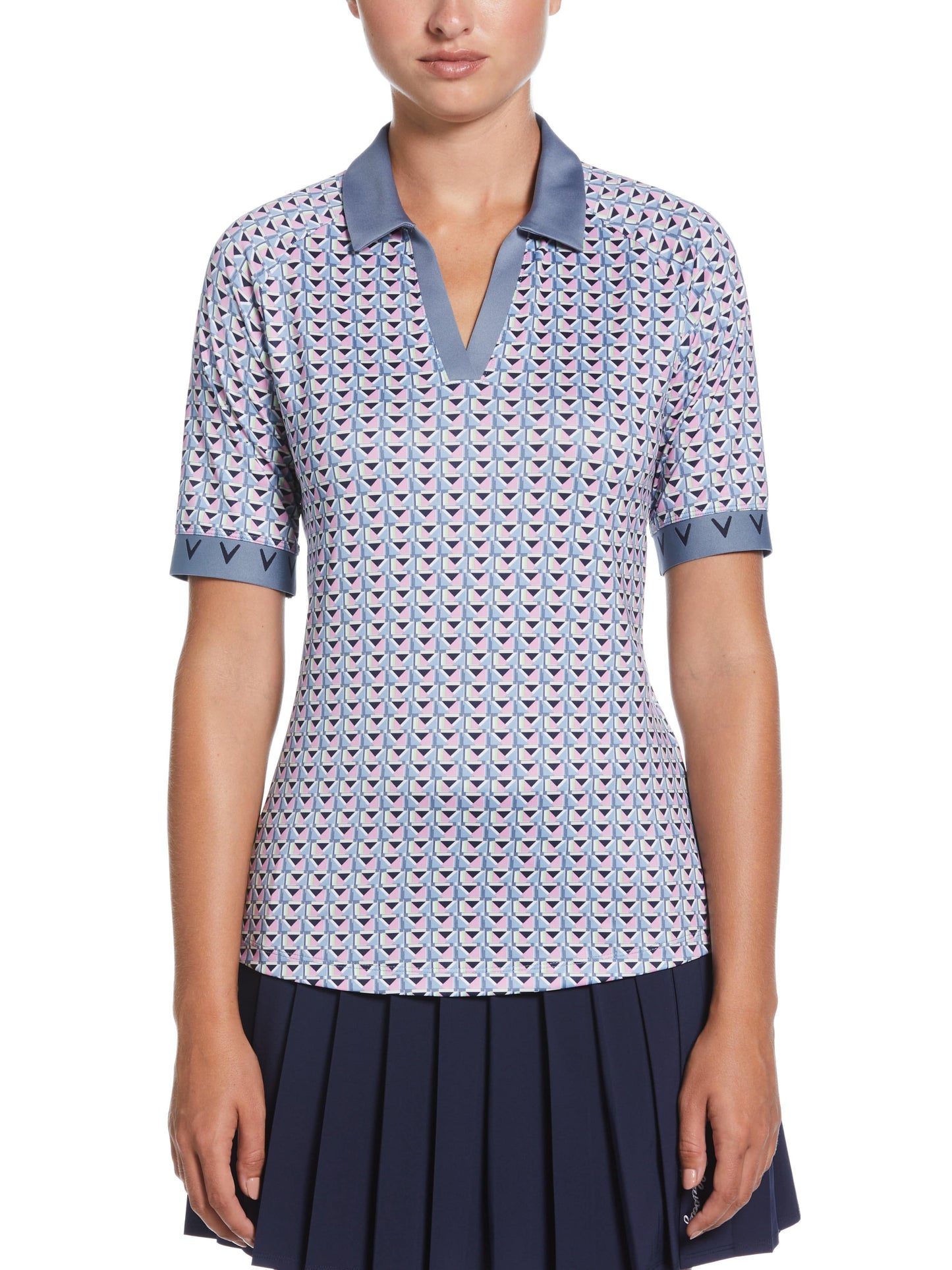 Womens Chevron Geo With Cuffs Polo