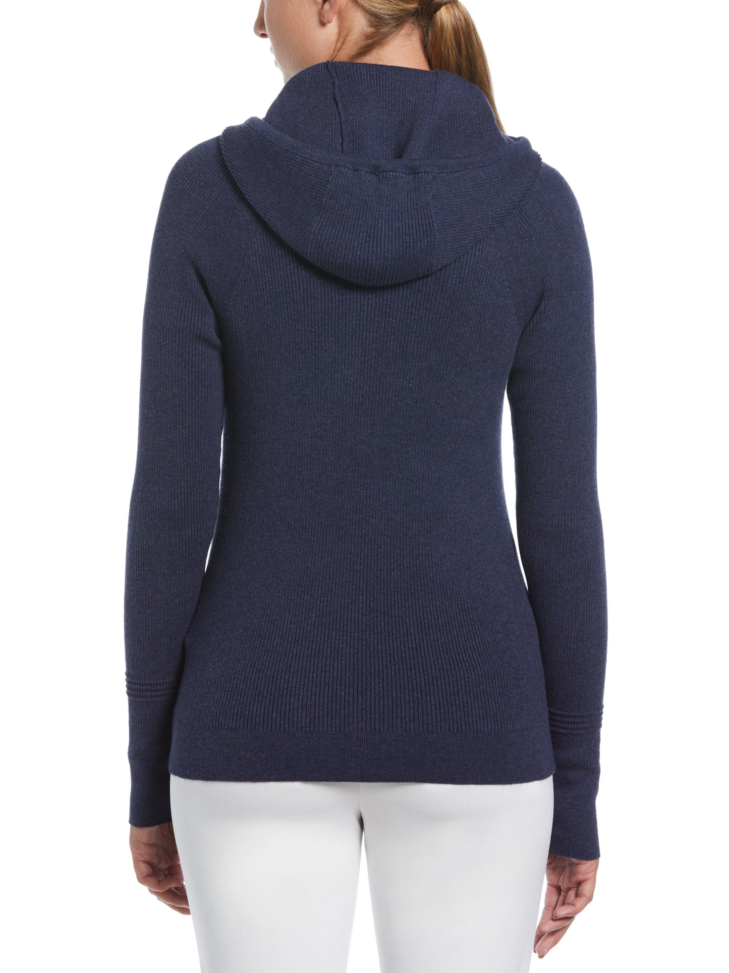 Womens Full-Zip Texture Hoodie Sweater