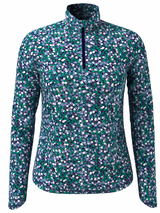 Womens Hexagon Confetti Print Sun Protection 1/4 Zip Golf Pullover