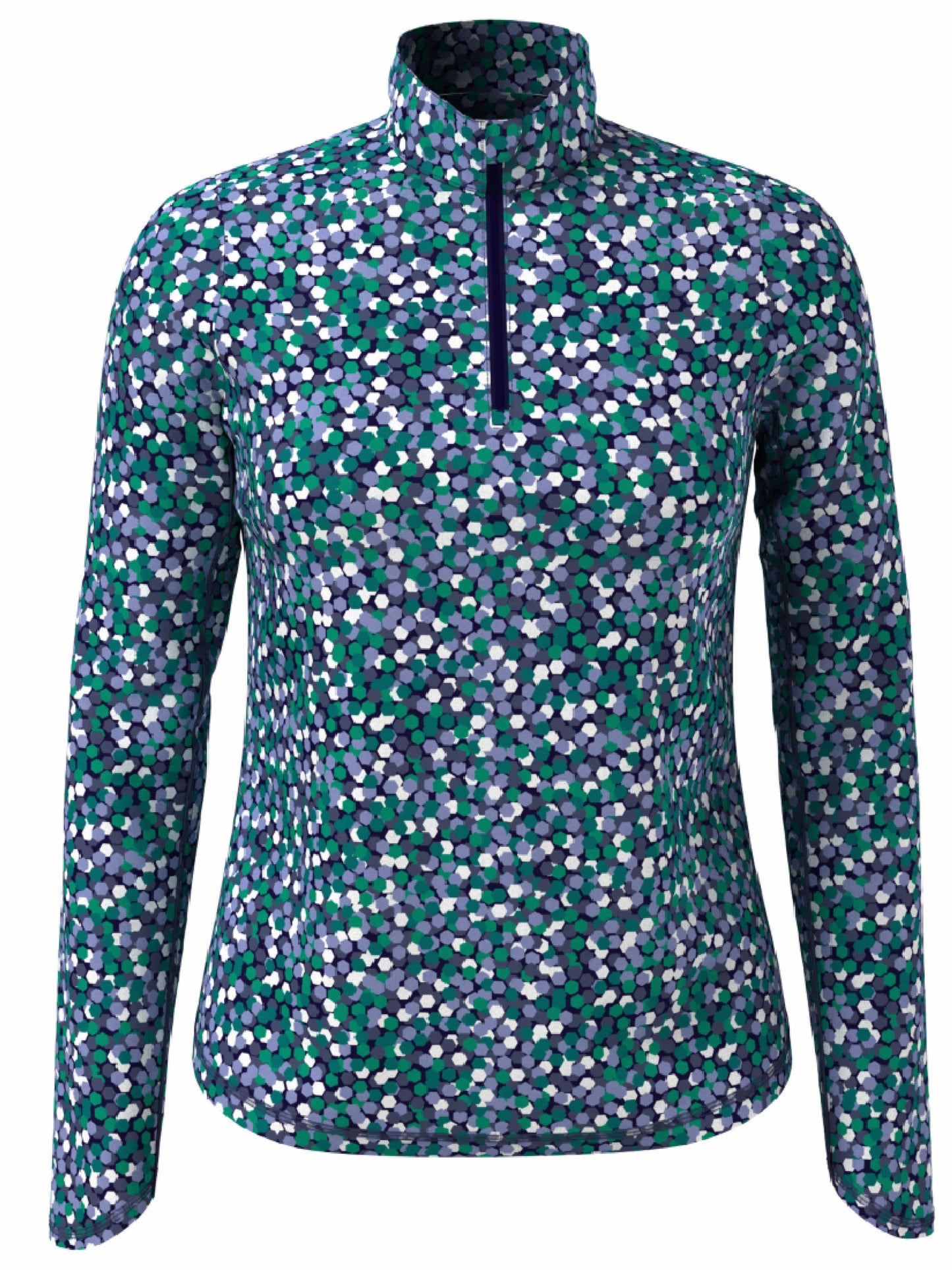 Womens Hexagon Confetti Print Sun Protection 1/4 Zip Golf Pullover