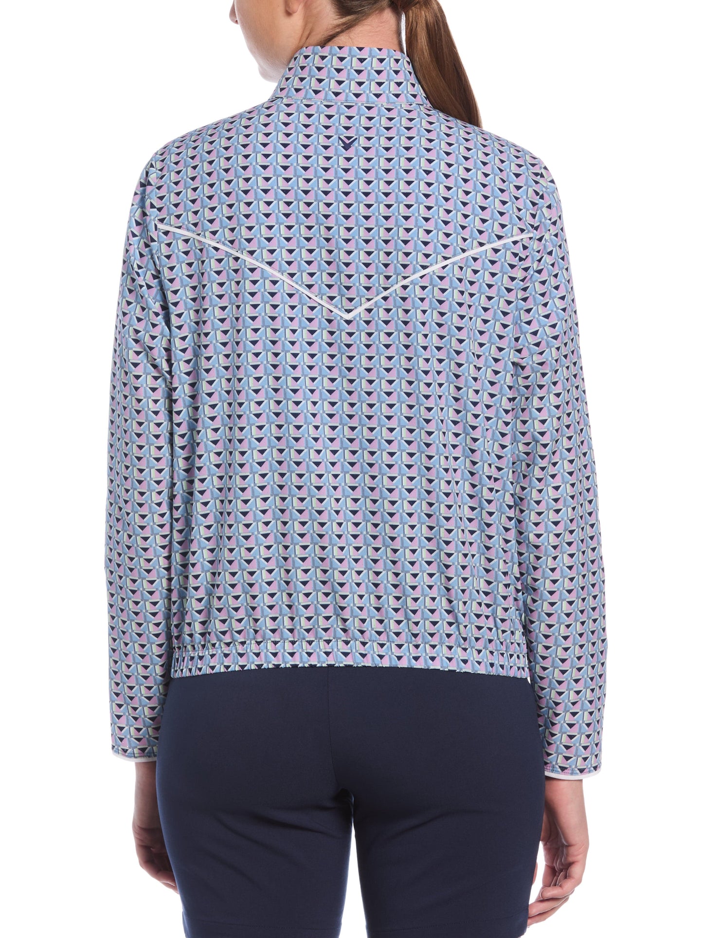 Womens Perforated Woven Cropped 1/4 Zip